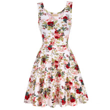Kate Kasin Stylish &amp; Slim Fit sans manches U-Neck Floral Print Casual Summer Dress KK000297-2